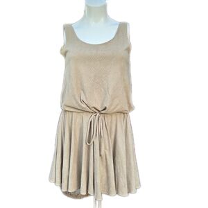 Laissez Faire Faux Suede Sleeveless Tank Top Tie Waist Mini Dress Size Medium
